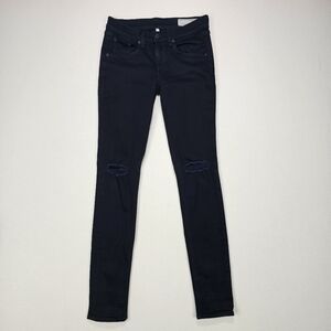 Rag & Bone Skinny Jeans Coal With Holes Size 26
